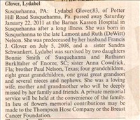 Glover, Lydabel